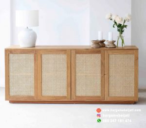 Buffet Minimalis Kayu Jati x Rotan HMJ-BUFT 01