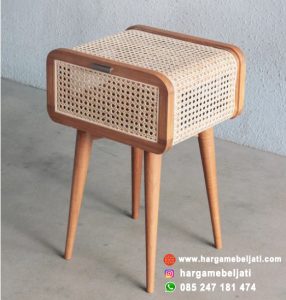Nakas Minimalis Retro Kayu Jati x Rotan HMJ-NKS 03