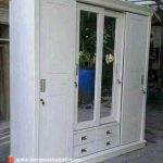 Almari Pakaian Pintu 4 Sliding White Duco Minimalis Modern HMJ-LPKN 08