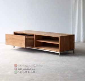 Buffet TV Kayu Jati x Stainless Steel Minimalis Modern HMJ-BFTV-06 - Image 2