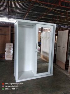 Lemari Pakaian Minimalis Modern White Duco 1 Pintu Sliding Cermin & 2 Pintu Kupu Tarung HMJ-LPKN 04 - Image 3