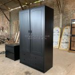 Almari Pakaian Pintu 2 Kayu Jati Minimalis Black Duco HMJ-LPKN 13 - Image 2