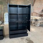 Almari Pakaian Pintu 2 Kayu Jati Minimalis Black Duco HMJ-LPKN 13 - Image 3