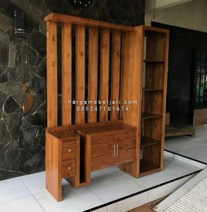 Almari Partisi Penyekat Ruangan Minimalis Kayu Jati HMJ-ALPR 01 - Image 3