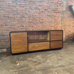 Buffet TV Kayu Jati Minimalis Modern Natural x Black Doff HMJ-BFTV 12