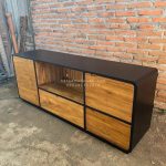 Buffet TV Kayu Jati Minimalis Modern Natural x Black Doff HMJ-BFTV 12 - Image 3