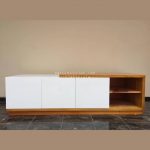Buffet TV Kayu Jati Minimalis Modern Natural x White Duco HMJ-BFTV 14