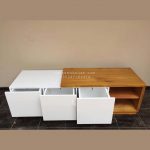 Buffet TV Kayu Jati Minimalis Modern Natural x White Duco HMJ-BFTV 14 - Image 3