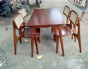 Set Kursi Makan Retro Kayu Jati x Rotan HMJ-SKMKN 13 - Image 3