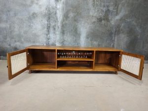 Buffet TV Kayu Jati x Rotan Minimalis HMJ-BFTV 22 - Image 2