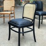 Kursi Cafe Minimalis Kayu Jati Dudukan Jok Oscar x Sandaran Rotan HMJ-KCF 15