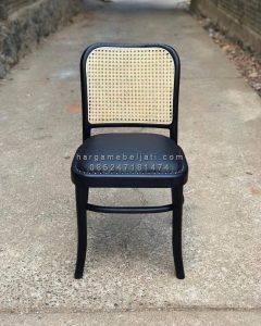 Kursi Cafe Minimalis Kayu Jati Dudukan Jok Oscar x Sandaran Rotan HMJ-KCF 15 - Image 2