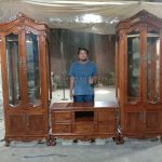 Paket Buffet TV & 2 Almari Hias Ukir Kayu Jati HMJ-BFTV 20