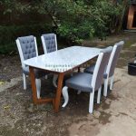 Set Kursi Makan Minimalis Top Meja Marmer HMJ-SKMKN 18