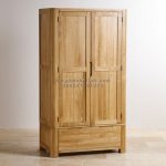 Almari Pakaian Pintu 2 Kayu Jati Minimalis Natural HMJ-LPKN 22