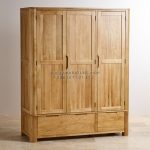 Almari Pakaian Pintu 3 Kayu Jati Minimalis Natural HMJ-LPKN 23