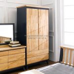 Almari Pakaian Retro Pintu 2 Kayu Jati Natural x Black Matte HMJ-LPKN 25