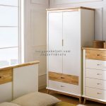 Almari Pakaian Retro Pintu 2 Kayu Jati White Duco x Natural HMJ-LPKN 26