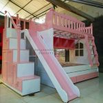 Dipan Tempat Tidur Ranjang Anak White x Pink Duco Minimalis HMJ - DAT 005