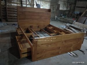 Tempat Tidur Kayu Jati Minimalis 4 Laci HMJ-TTD 16 - Image 2