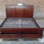 Dipan Ranjang Tempat Tidur Kayu Jati Minimalis 2 Laci Depan HMJ-TTD 50