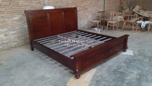 Dipan Ranjang Tempat Tidur Kayu Jati Minimalis 2 Laci Depan HMJ-TTD 50 - Image 2
