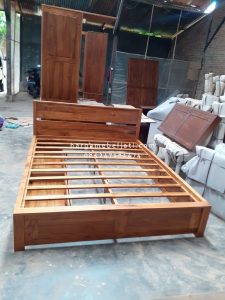 Dipan Ranjang Tempat Tidur Kayu Jati Minimalis 2 Laci HMJ-TTD 43 - Image 4