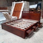 Dipan Ranjang Tempat Tidur Kayu Jati Minimalis 3 Laci HMJ-TTD 44