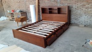 Dipan Ranjang Tempat Tidur Kayu Jati Minimalis 3 Laci HMJ-TTD 52