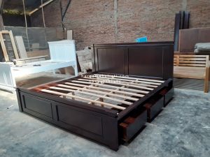 Dipan Ranjang Tempat Tidur Kayu Jati Minimalis 3 Laci HMJ-TTD 54