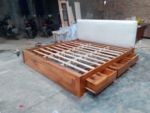 Dipan Ranjang Tempat Tidur Kayu Jati Minimalis 6 Laci HMJ-TTD 45 - Image 2