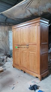 Almari Pakaian Lemari Baju Kayu Jati Minimalis 3 Pintu HMJ-LPKN 34