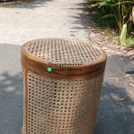 Keranjang Baju Kayu Jati x Rotan Model Tabung HMJ-KRBJ 01