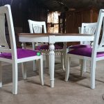 Set Kursi Makan Minimalis Meja Oval Kursi Jok Finishing Natural x Duco Kayu Jati Berkualitas HMJ-SKMK 32