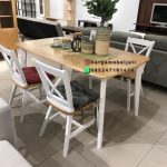 Set Kursi Makan Minimalis Retro Kursi Silang Finishing Natural x Duco Kayu Jati Berkualitas HMJ-SKMKN 31