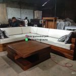 Set Kursi Sofa Tamu Minimalis Sudut Box Kayu Jati Solid L Shape HMJ-SKTMU 30