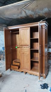 Almari Pakaian Lemari Baju Kayu Jati Minimalis 3 Pintu HMJ-LPKN 34 - Image 2