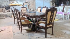 Set Kursi Makan Klasik Mewah Kursi Jok K8 Finishing Natural Kayu Jati Berkualitas HMJ-SKMKN 33 - Image 3