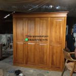 Almari Pakaian Lemari Baju Kayu Jati Minimalis 4 Pintu Finishing Natural HMJ-LPKN 37