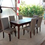 Set Kursi Makan Minimalis Modern Flamboyan  Finishing Natural x jok Kayu Jati Berkualitas HMJ-SKMKN 34