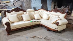 Set Kursi Sofa Tamu Klasik Ukir L Shape Mewah Kayu Jati Finishing Natural HMJ-SKTMU 34
