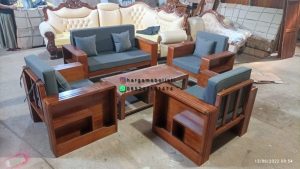 Set Kursi Tamu Minimalis Square Kayu Jati Solid Finishing Natural Kayu HMJ-SKTMU 35