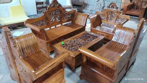 Set Kursi Tamu Klasik Ukir Madura Kayu Jati Finishing Natural HMJ-SKTMU 31