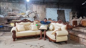 Set Kursi Sofa Tamu Klasik Ukir L Shape Mewah Kayu Jati Finishing Natural HMJ-SKTMU 34 - Image 3
