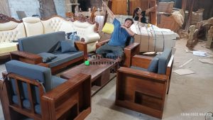 Set Kursi Tamu Minimalis Square Kayu Jati Solid Finishing Natural Kayu HMJ-SKTMU 35 - Image 2