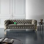 Kursi Sofa Minimalis Mewah Industrial Sectional Sofa Rangka Stainless Steel Gold + Jati HMJ-SKSF 15