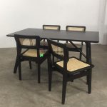 Set Kursi Makan Minimalis dan Modern Design Retro Kayu Jati x Rotan Anyaman Finishing Black Duco  HMJ-SKMKN 38