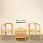 Set Kursi Teras Minimalis Kayu Jati Kombinasi Ayaman Rotan Finishing Natural HMJ-SKATRS 15