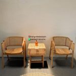 Set Kursi Teras Minimalis Retro Kayu Jati Kombinasi Ayaman Rotan Finishing Natural HMJ-SKATRS 16
