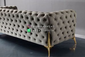 Kursi Sofa Minimalis Mewah Industrial Sectional Sofa Rangka Stainless Steel Gold + Jati HMJ-SKSF 15 - Image 2